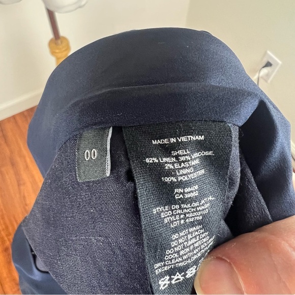 Theory Double Breasted DB Tailor Jacket Blazer Linen Navy Blue Size 00 - Picture 4 of 6